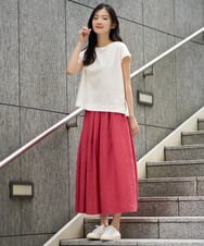 NGHGE43330 GIANNI LO GIUDICE(ジャンニ ロ ジュディチェ) [洗える]カラーリネン製品洗いスカート ダークグレー