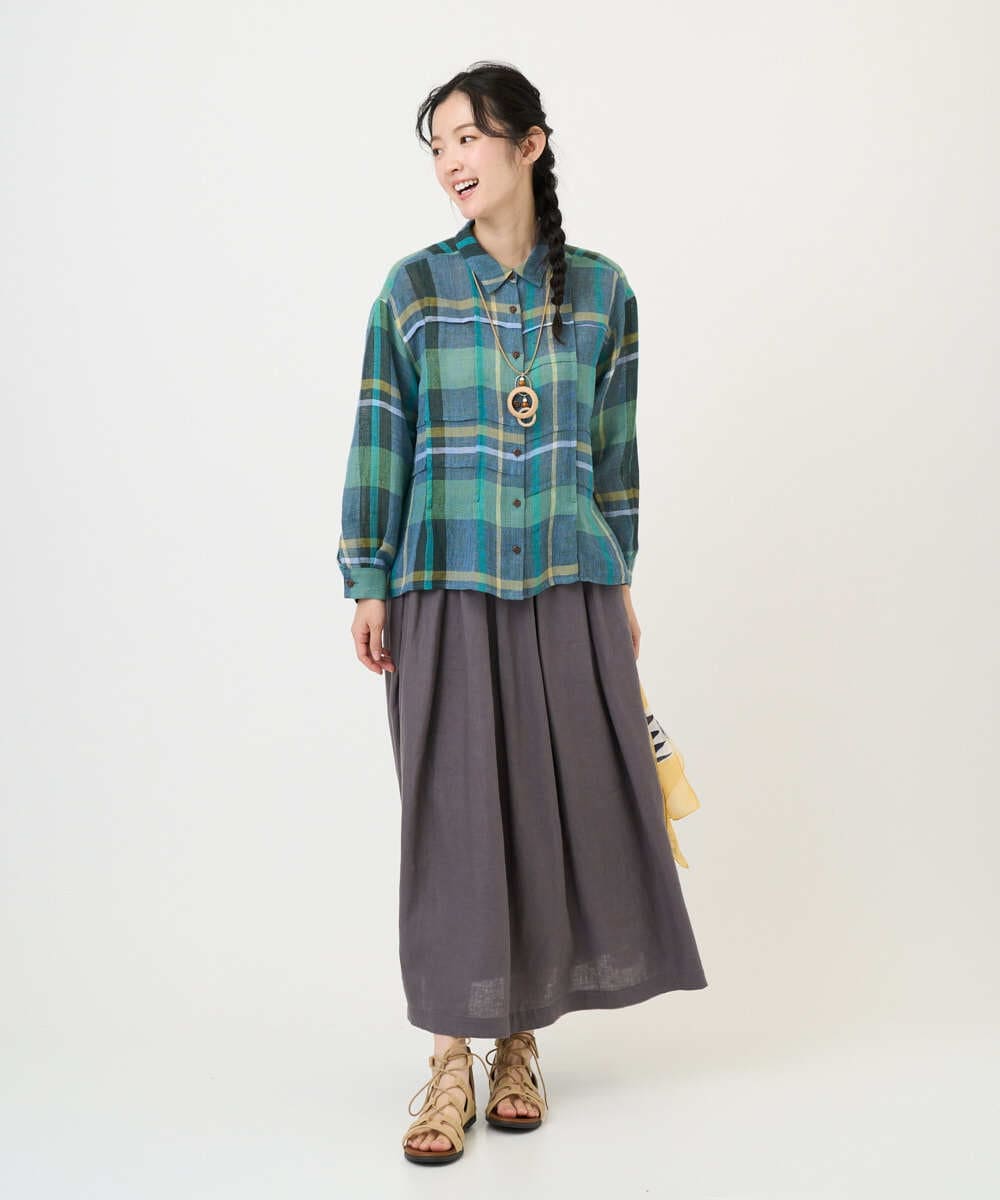 NGHGE43330 GIANNI LO GIUDICE(ジャンニ ロ ジュディチェ) [洗える]カラーリネン製品洗いスカート ダークグレー