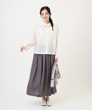 NGHGE43330 GIANNI LO GIUDICE(ジャンニ ロ ジュディチェ) [洗える]カラーリネン製品洗いスカート ダークグレー