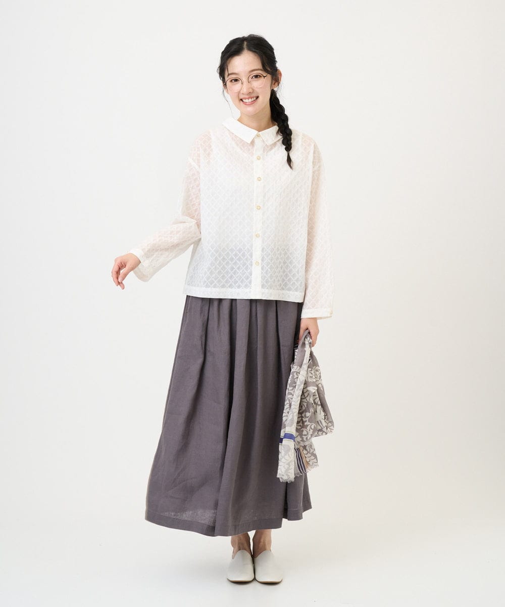 NGHGE43330 GIANNI LO GIUDICE(ジャンニ ロ ジュディチェ) [洗える]カラーリネン製品洗いスカート ダークグレー