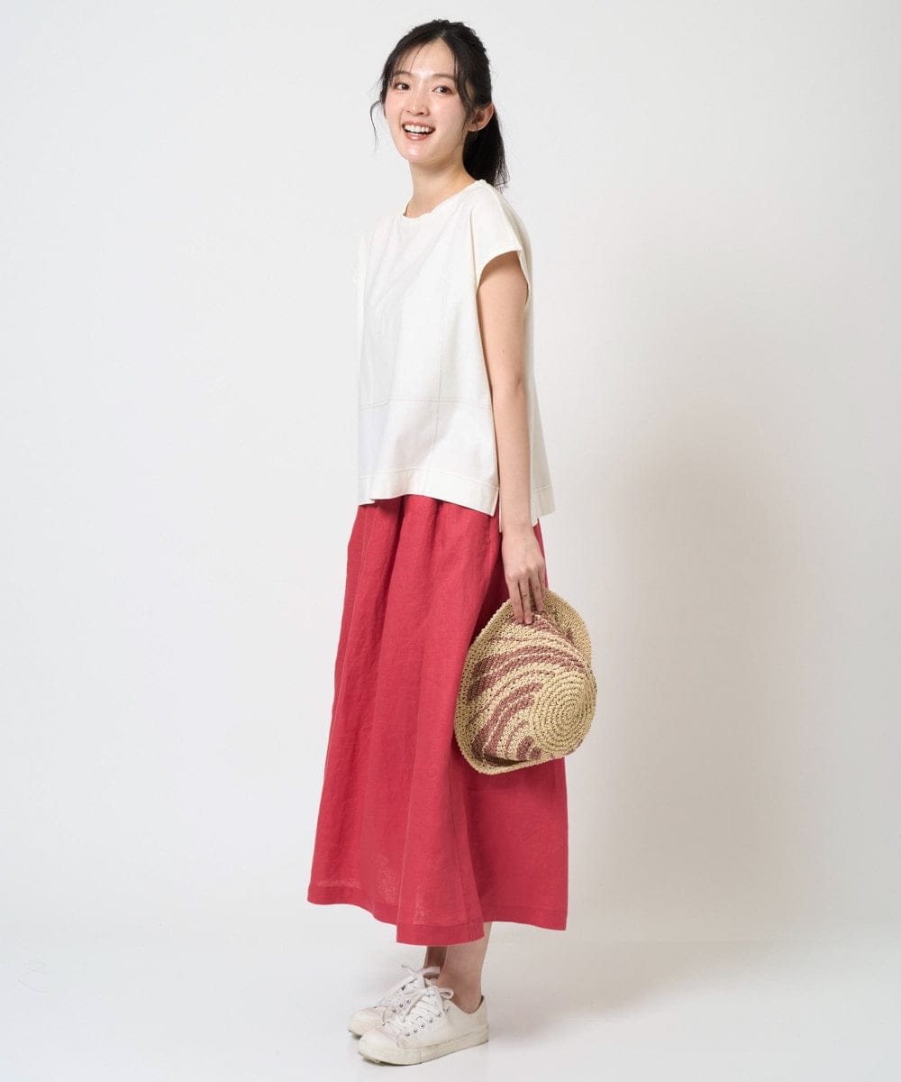 NGHGE43330 GIANNI LO GIUDICE(ジャンニ ロ ジュディチェ) [洗える]カラーリネン製品洗いスカート ダークグレー