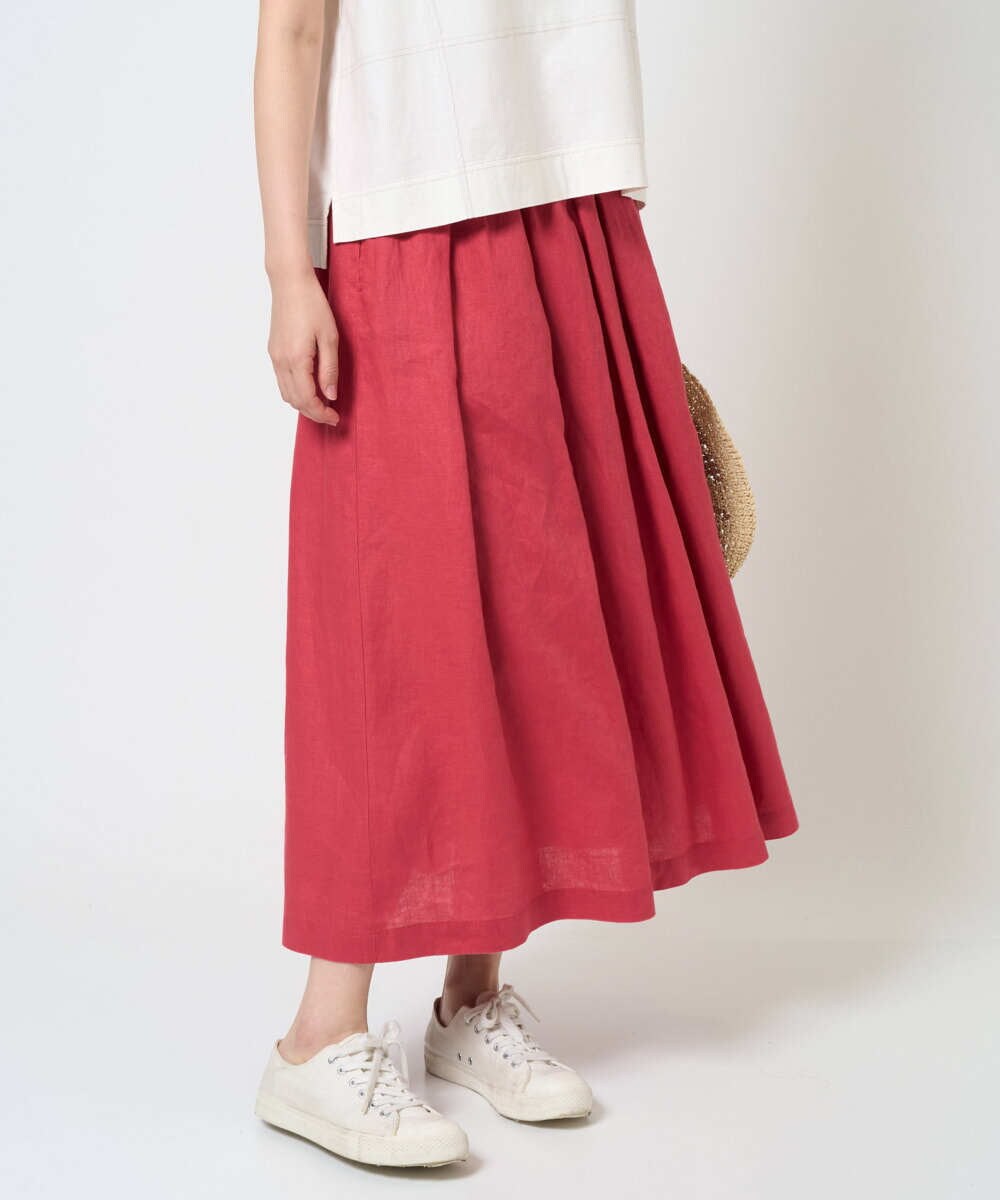 NGHGE43330 GIANNI LO GIUDICE(ジャンニ ロ ジュディチェ) [洗える]カラーリネン製品洗いスカート ダークグレー