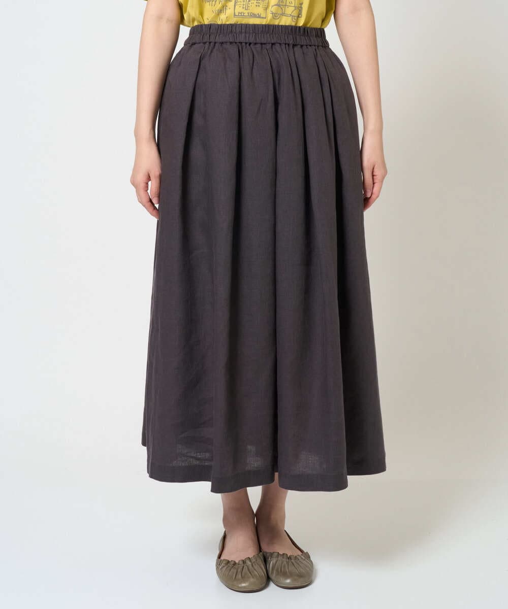 NGHGE43330 GIANNI LO GIUDICE(ジャンニ ロ ジュディチェ) [洗える]カラーリネン製品洗いスカート ダークグレー