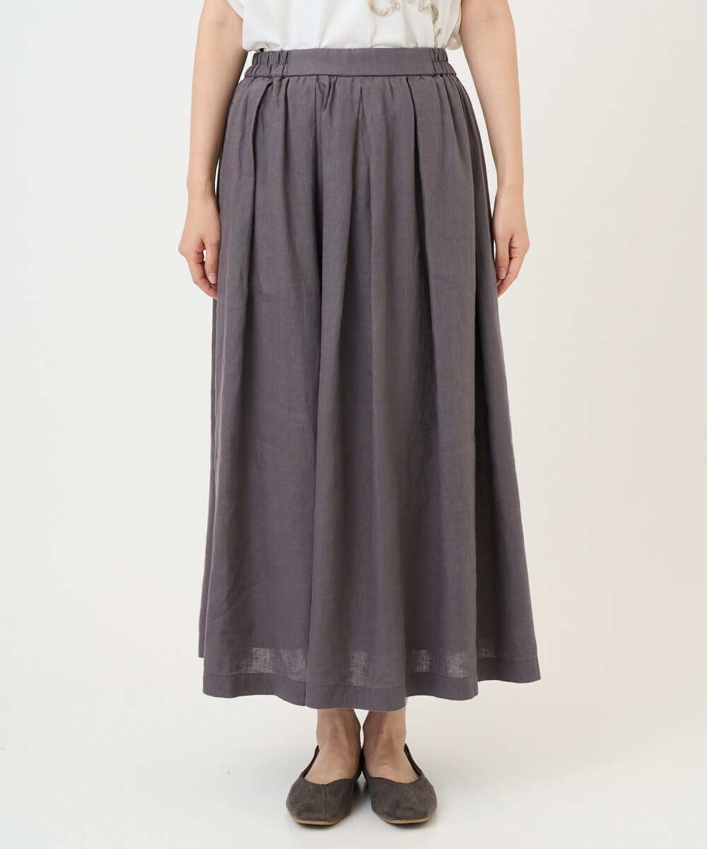 NGHGE43330 GIANNI LO GIUDICE(ジャンニ ロ ジュディチェ) [洗える]カラーリネン製品洗いスカート ダークグレー