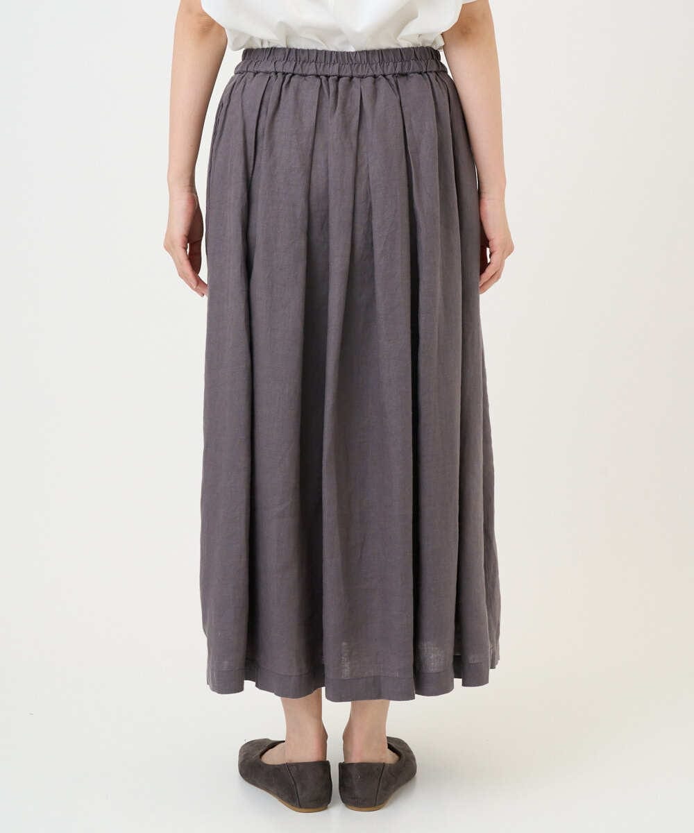 NGHGE43330 GIANNI LO GIUDICE(ジャンニ ロ ジュディチェ) [洗える]カラーリネン製品洗いスカート ダークグレー