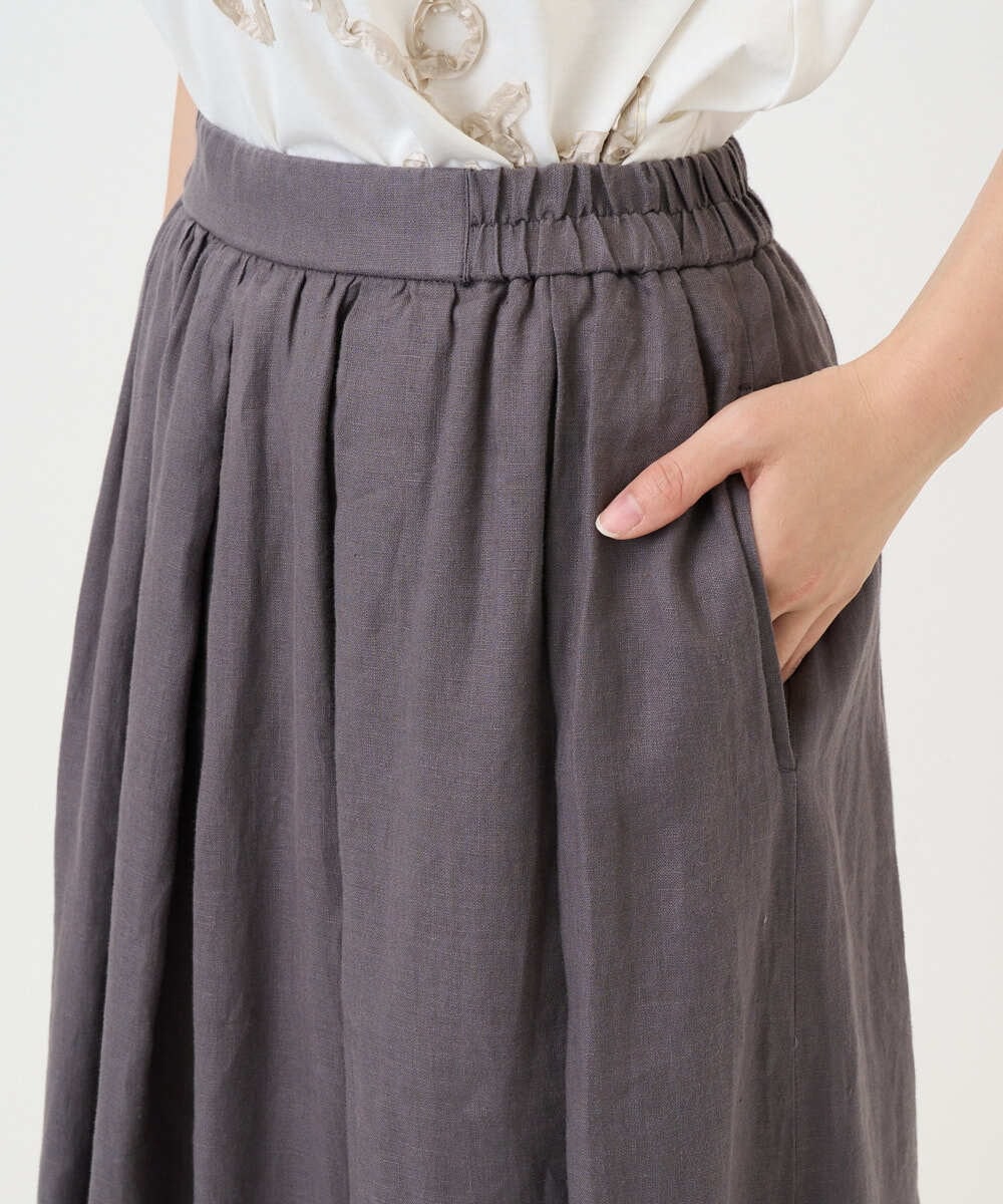 NGHGE43330 GIANNI LO GIUDICE(ジャンニ ロ ジュディチェ) [洗える]カラーリネン製品洗いスカート ダークグレー