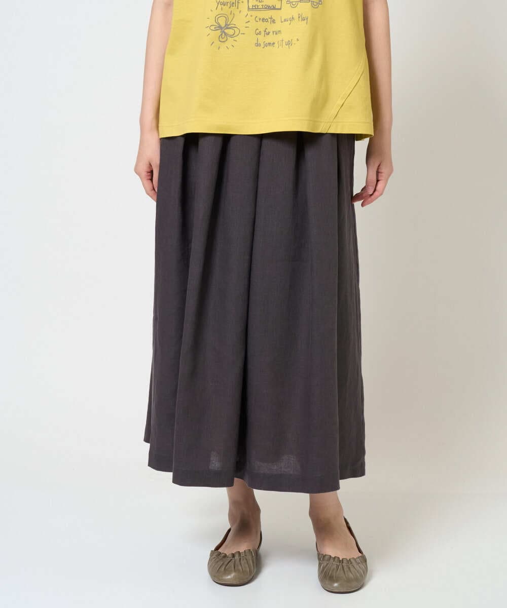 NGHGE43330 GIANNI LO GIUDICE(ジャンニ ロ ジュディチェ) [洗える]カラーリネン製品洗いスカート ダークグレー