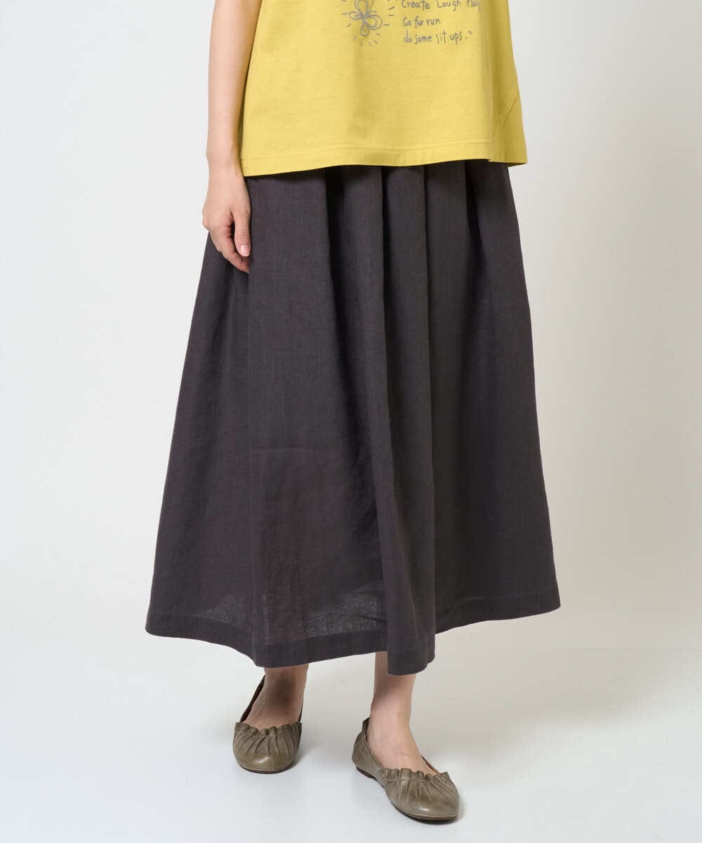 NGHGE43330 GIANNI LO GIUDICE(ジャンニ ロ ジュディチェ) [洗える]カラーリネン製品洗いスカート ダークグレー