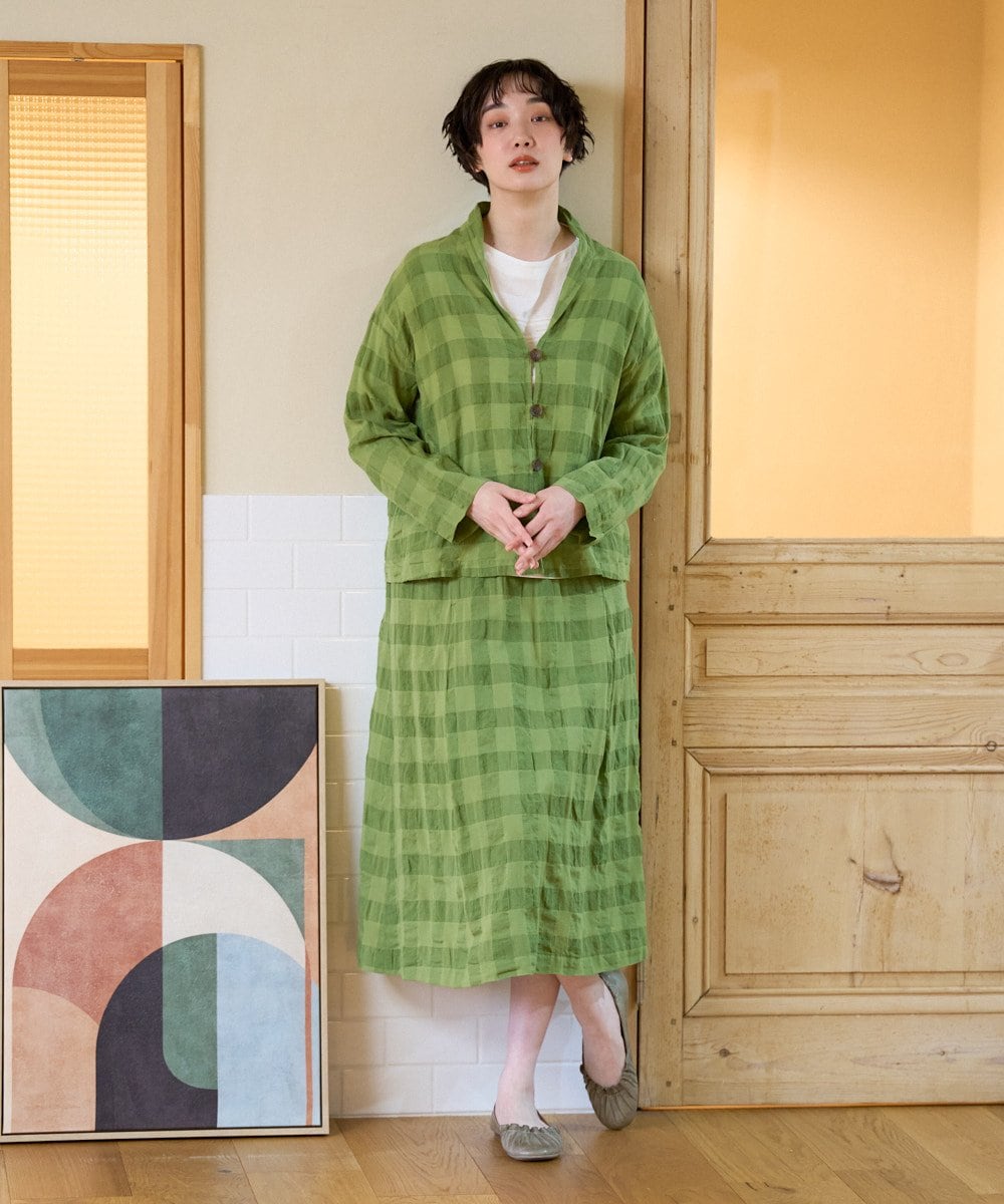 NGHGE53390 GIANNI LO GIUDICE(ジャンニ ロ ジュディチェ) [洗える]シャドーチェックスカート ベージュ