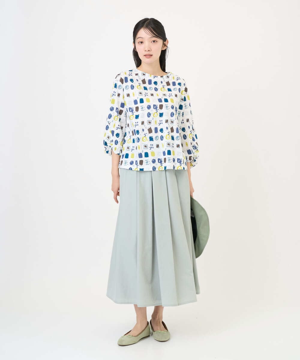 NGHGF33290 GIANNI LO GIUDICE(ジャンニ ロ ジュディチェ) [洗える]ポリエステルコットングログランスカート ミントグリーン