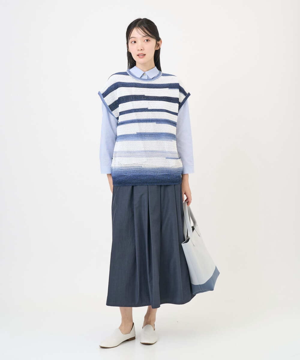 NGHGF33290 GIANNI LO GIUDICE(ジャンニ ロ ジュディチェ) [洗える]ポリエステルコットングログランスカート ネイビー