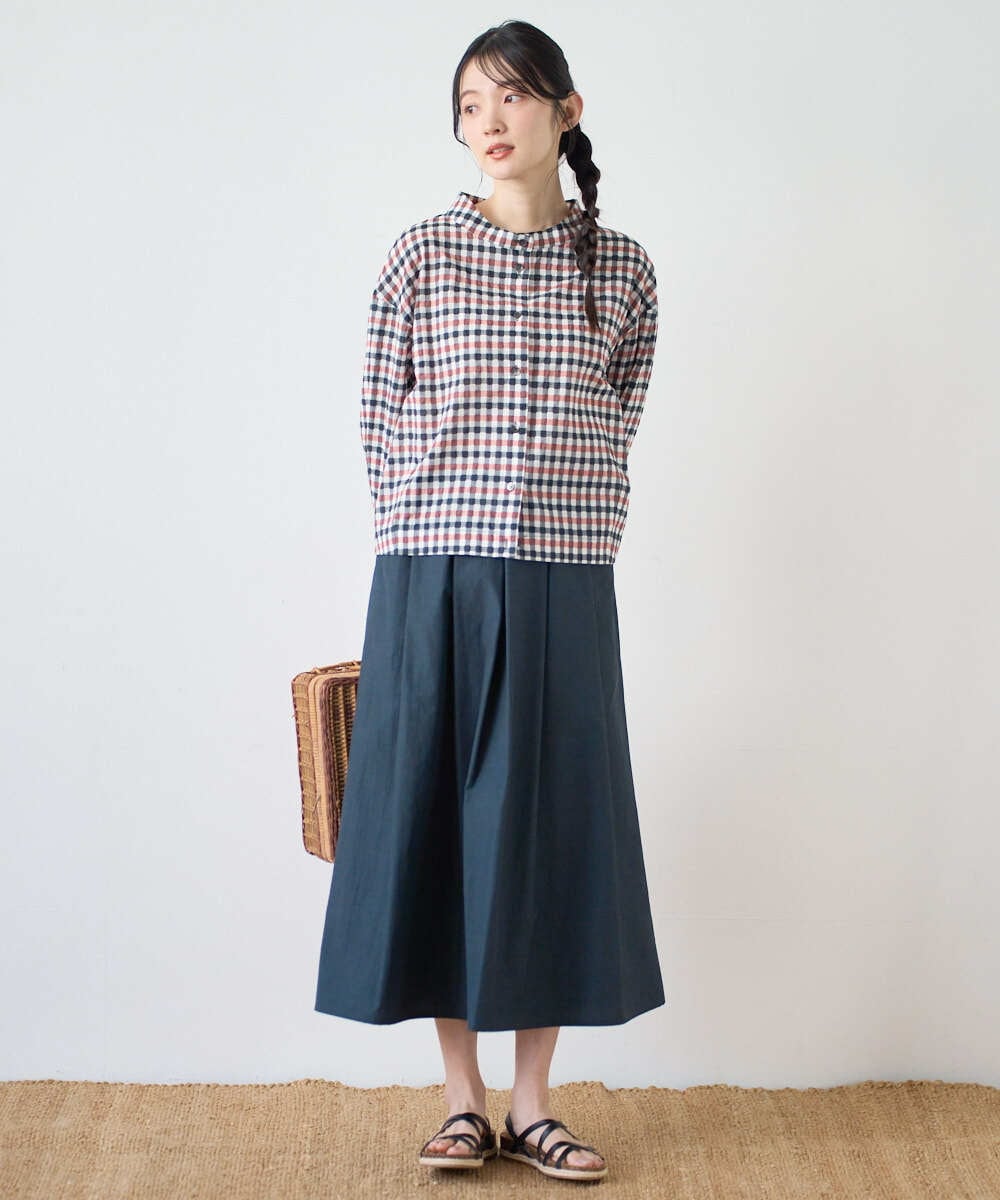 NGHGF33290 GIANNI LO GIUDICE(ジャンニ ロ ジュディチェ) [洗える]ポリエステルコットングログランスカート ネイビー