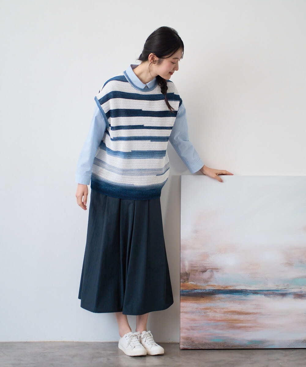 NGHGF33290 GIANNI LO GIUDICE(ジャンニ ロ ジュディチェ) [洗える]ポリエステルコットングログランスカート ネイビー