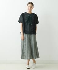 NGHGS43330 GIANNI LO GIUDICE(ジャンニ ロ ジュディチェ) [洗える・日本製]ドビーストライプはぎスカート ブラック