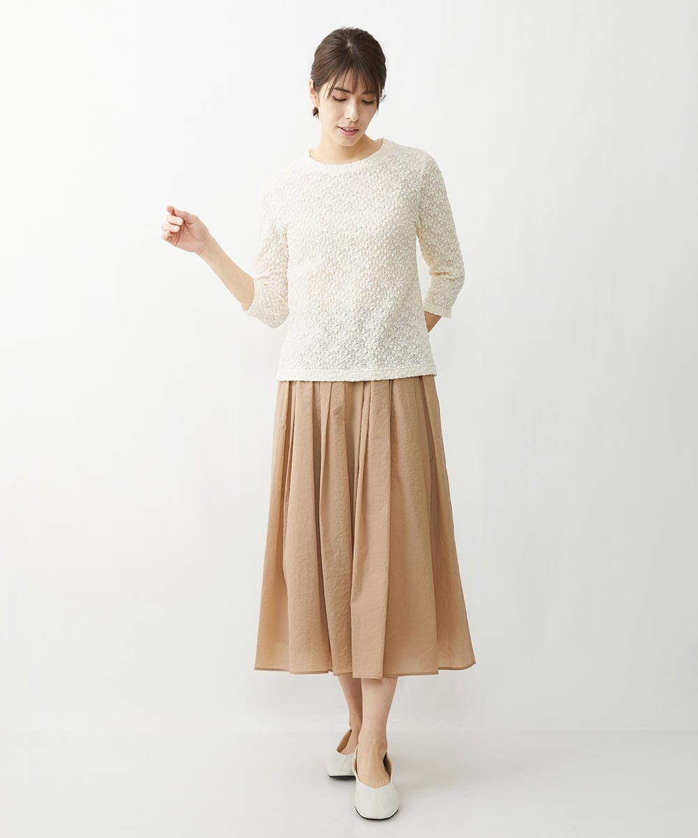NGHGU17330 GIANNI LO GIUDICE(ジャンニ ロ ジュディチェ) [日本製]クレイペーパーナイロンギャザースカート ベージュ