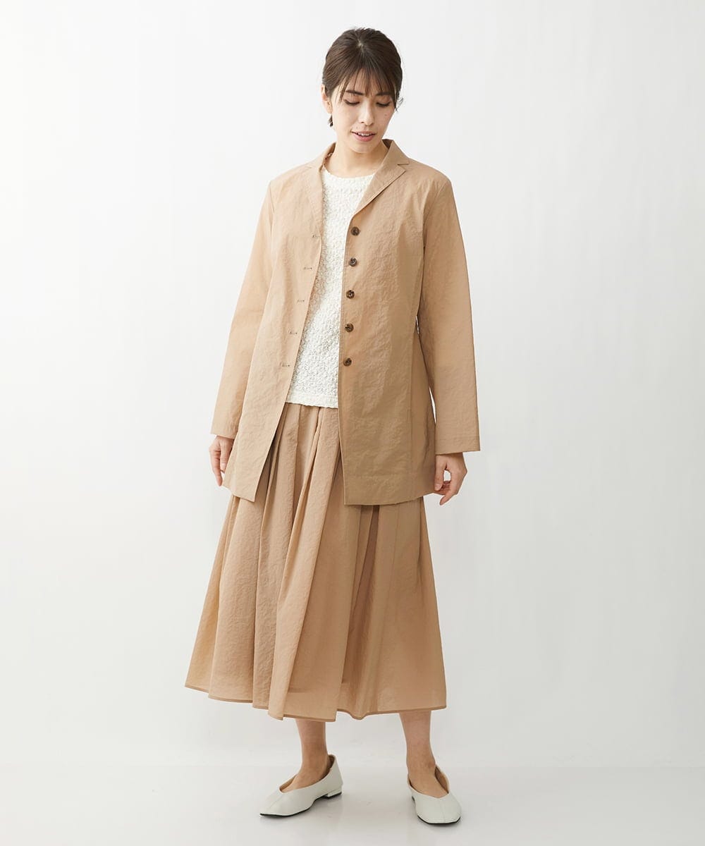 NGHGU17330 GIANNI LO GIUDICE(ジャンニ ロ ジュディチェ) [日本製]クレイペーパーナイロンギャザースカート ベージュ