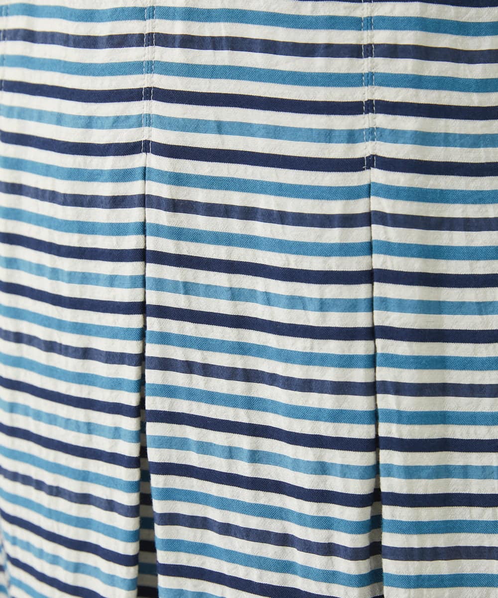 NGHGX37290 GIANNI LO GIUDICE(ジャンニ ロ ジュディチェ) [洗える・日本製]先染めシルク混ボーダースカート ブルー