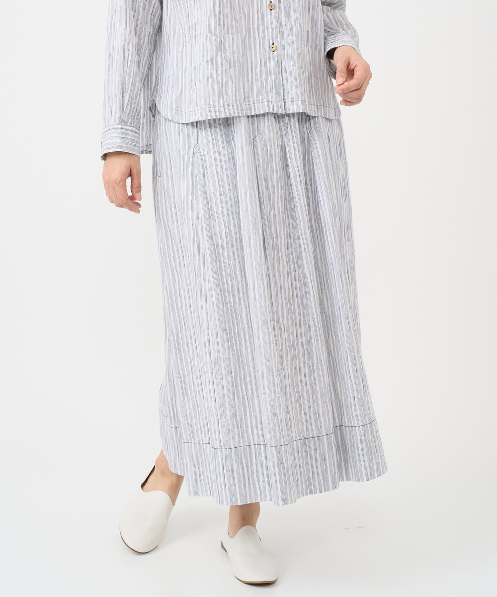 NGHHC20290 GIANNI LO GIUDICE(ジャンニ ロ ジュディチェ) [洗える]コットンタックドビースカート ホワイト×ブルー