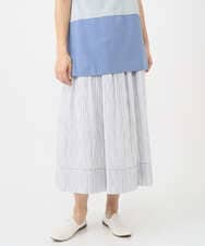 NGHHC20290 GIANNI LO GIUDICE(ジャンニ ロ ジュディチェ) [洗える]コットンタックドビースカート ホワイト×ブルー