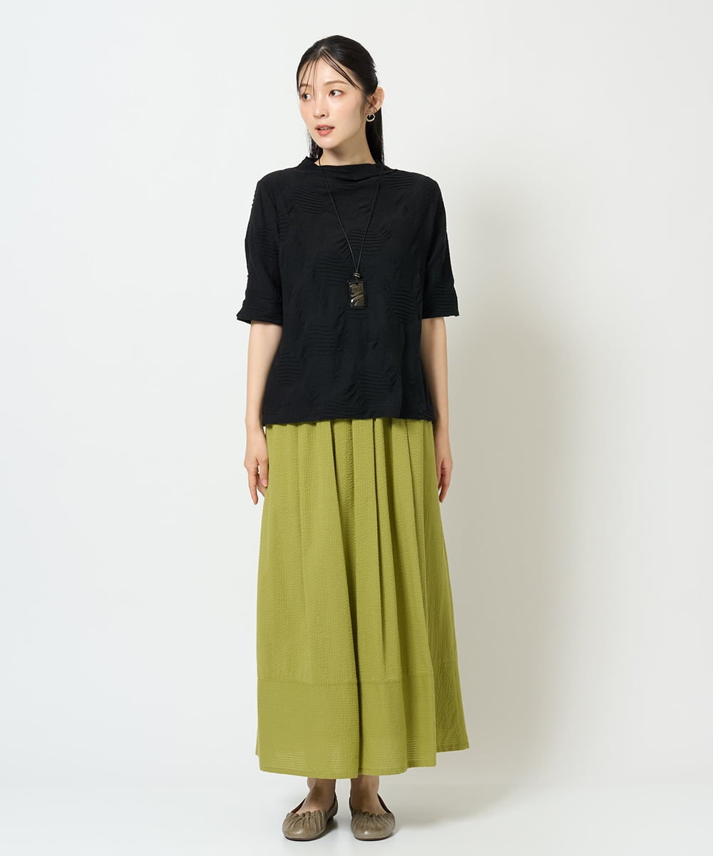 NGHHD05200 GIANNI LO GIUDICE(ジャンニ ロ ジュディチェ) [洗える]コットンシアサッカースカート グリーン