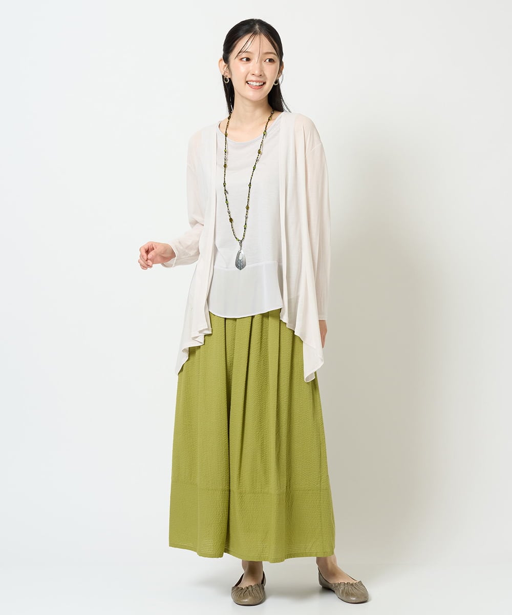 NGHHD05200 GIANNI LO GIUDICE(ジャンニ ロ ジュディチェ) [洗える]コットンシアサッカースカート グリーン