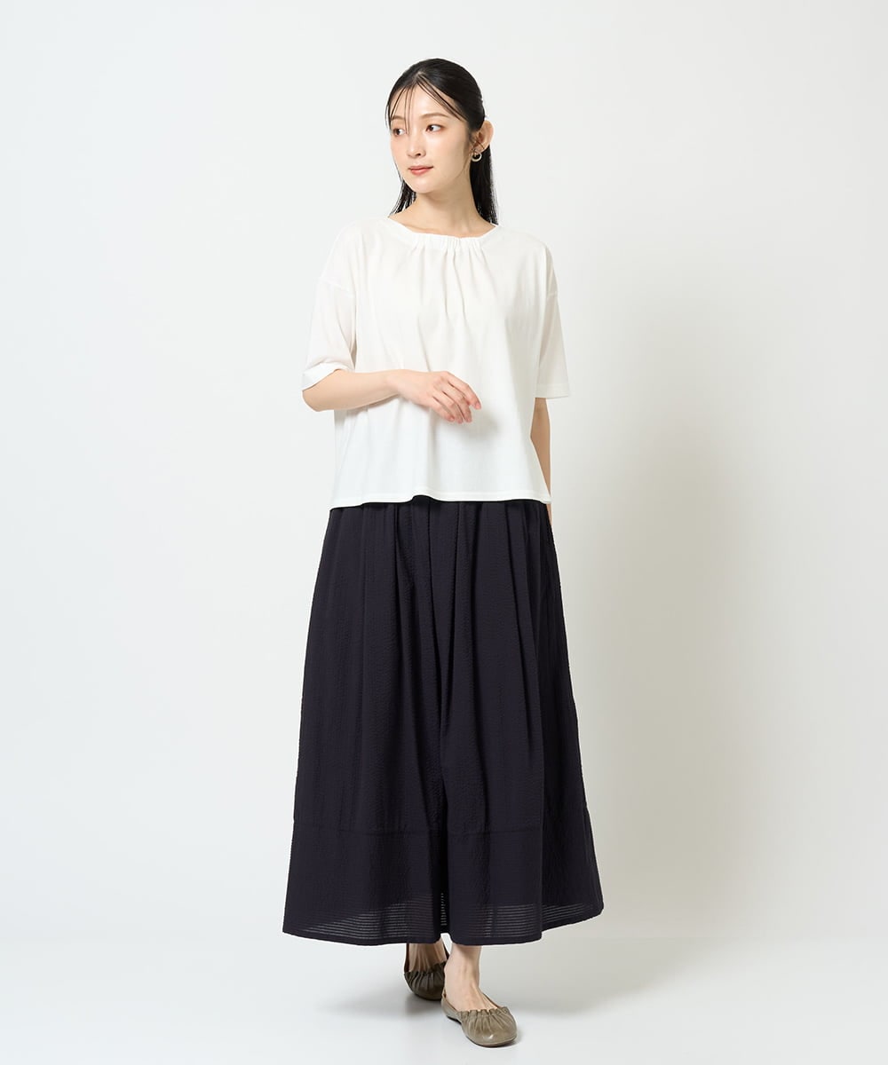 NGHHD05200 GIANNI LO GIUDICE(ジャンニ ロ ジュディチェ) [洗える]コットンシアサッカースカート グリーン