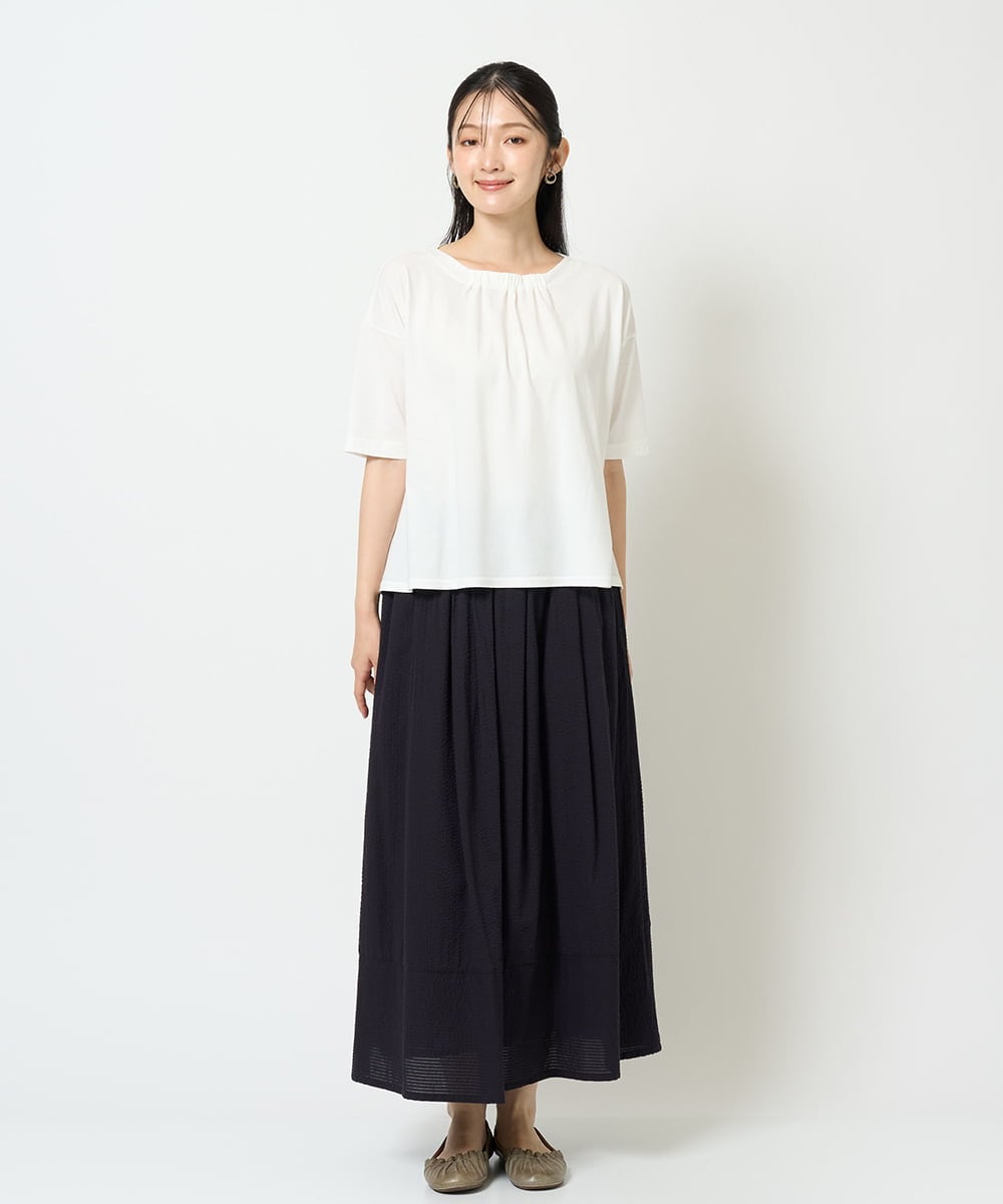 NGHHD05200 GIANNI LO GIUDICE(ジャンニ ロ ジュディチェ) [洗える]コットンシアサッカースカート グリーン