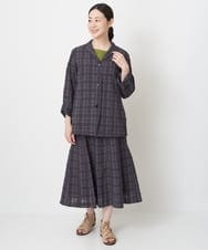 NGHHT01270 GIANNI LO GIUDICE(ジャンニ ロ ジュディチェ) [洗える]先染めチェックパネルスカート ブラック