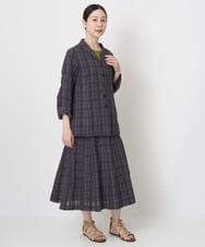 NGHHT01270 GIANNI LO GIUDICE(ジャンニ ロ ジュディチェ) [洗える]先染めチェックパネルスカート ブラック