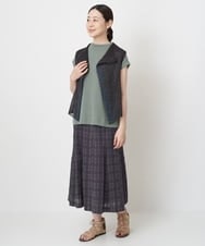 NGHHT01270 GIANNI LO GIUDICE(ジャンニ ロ ジュディチェ) [洗える]先染めチェックパネルスカート ブラック