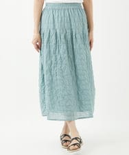 NGHHX10180 GIANNI LO GIUDICE(ジャンニ ロ ジュディチェ) [洗える]シャーリングストライプスカート ライトグリーン