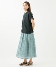 NGHHX10180 GIANNI LO GIUDICE(ジャンニ ロ ジュディチェ) [洗える]シャーリングストライプスカート ライトグリーン
