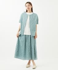 NGHHX10180 GIANNI LO GIUDICE(ジャンニ ロ ジュディチェ) [洗える]シャーリングストライプスカート ライトグリーン
