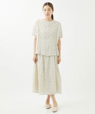 NGHHX10180 GIANNI LO GIUDICE(ジャンニ ロ ジュディチェ) [洗える]シャーリングストライプスカート アイボリー
