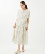 NGHHX10180 GIANNI LO GIUDICE(ジャンニ ロ ジュディチェ) [洗える]シャーリングストライプスカート アイボリー