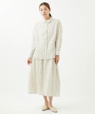 NGHHX10180 GIANNI LO GIUDICE(ジャンニ ロ ジュディチェ) [洗える]シャーリングストライプスカート アイボリー