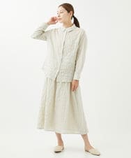 NGHHX10180 GIANNI LO GIUDICE(ジャンニ ロ ジュディチェ) [洗える]シャーリングストライプスカート アイボリー