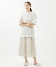 NGHHX10180 GIANNI LO GIUDICE(ジャンニ ロ ジュディチェ) [洗える]シャーリングストライプスカート アイボリー