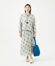 NGHJB12360 GIANNI LO GIUDICE(ジャンニ ロ ジュディチェ) [洗える・日本製]サッカードットプリントスカート ライトグレー