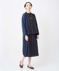 NGHJB22360 GIANNI LO GIUDICE(ジャンニ ロ ジュディチェ) [洗える・日本製]二重織チェックスカート ネイビー