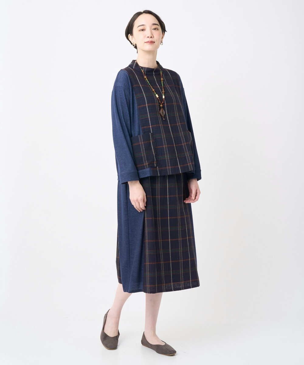 NGHJB22360 GIANNI LO GIUDICE(ジャンニ ロ ジュディチェ) [洗える・日本製]二重織チェックスカート ネイビー