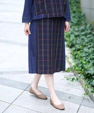 NGHJB22360 GIANNI LO GIUDICE(ジャンニ ロ ジュディチェ) [洗える・日本製]二重織チェックスカート ネイビー