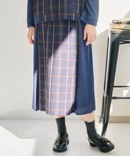 NGHJB22360 GIANNI LO GIUDICE(ジャンニ ロ ジュディチェ) [洗える・日本製]二重織チェックスカート ネイビー