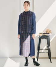 NGHJB22360 GIANNI LO GIUDICE(ジャンニ ロ ジュディチェ) [洗える・日本製]二重織チェックスカート ネイビー