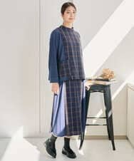 NGHJB22360 GIANNI LO GIUDICE(ジャンニ ロ ジュディチェ) [洗える・日本製]二重織チェックスカート ネイビー