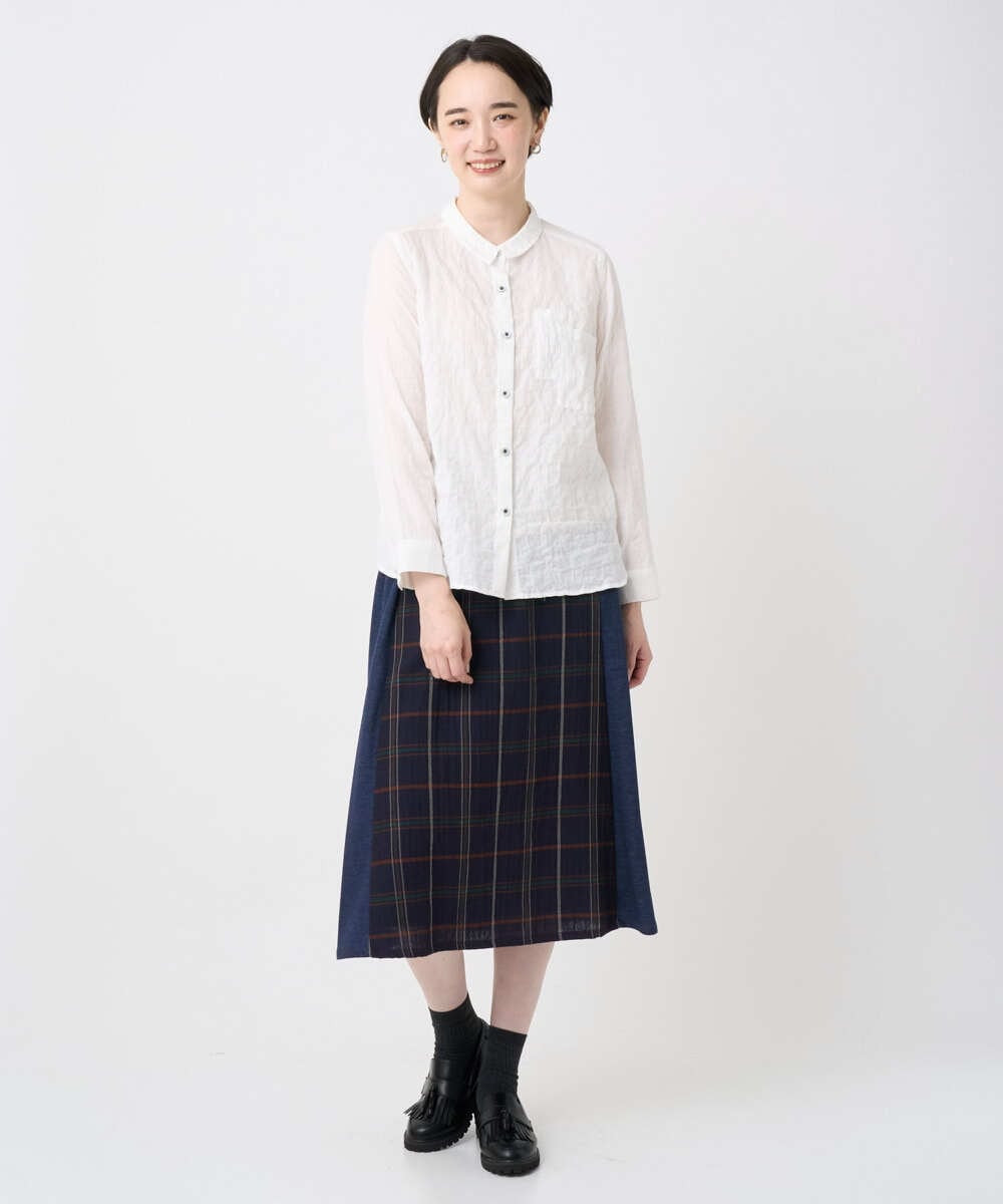 NGHJB22360 GIANNI LO GIUDICE(ジャンニ ロ ジュディチェ) [洗える・日本製]二重織チェックスカート ネイビー