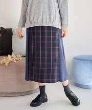 NGHJB22360 GIANNI LO GIUDICE(ジャンニ ロ ジュディチェ) [洗える・日本製]二重織チェックスカート ネイビー