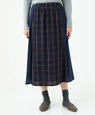 NGHJB22360 GIANNI LO GIUDICE(ジャンニ ロ ジュディチェ) [洗える・日本製]二重織チェックスカート ネイビー