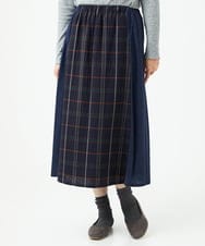 NGHJB22360 GIANNI LO GIUDICE(ジャンニ ロ ジュディチェ) [洗える・日本製]二重織チェックスカート ネイビー