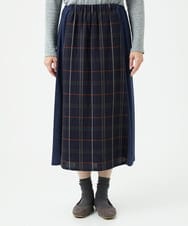 NGHJB22360 GIANNI LO GIUDICE(ジャンニ ロ ジュディチェ) [洗える・日本製]二重織チェックスカート ネイビー